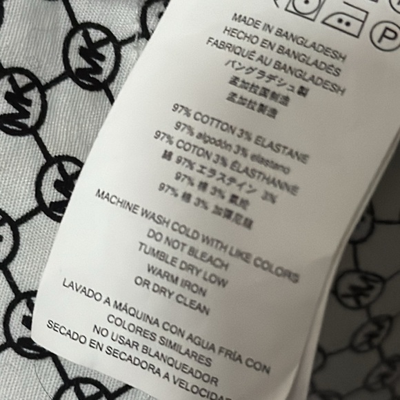 MK Allover Print Button Front Dress Shirt-Slim Fit-M-Black/White-98 Cotton-EUC - Picture 10 of 15